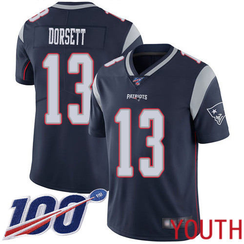 New England Patriots Football #13 100th Season Limited Navy Blue Youth Phillip Dorsett Home NFL Jersey